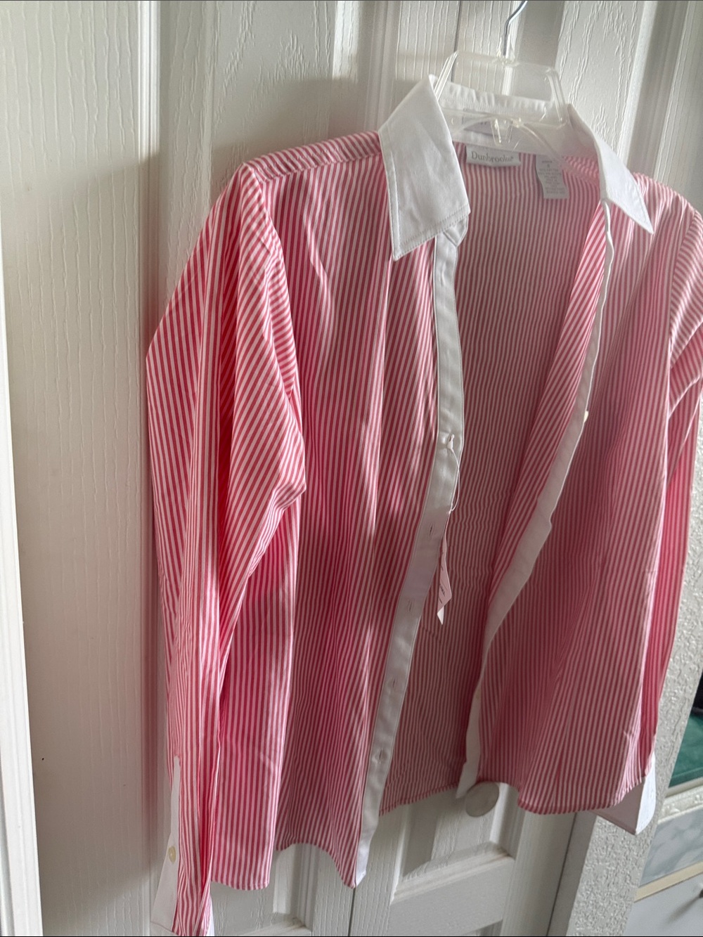 Dunbrooke Pink Stripe Button-Down Shirt with White Collar